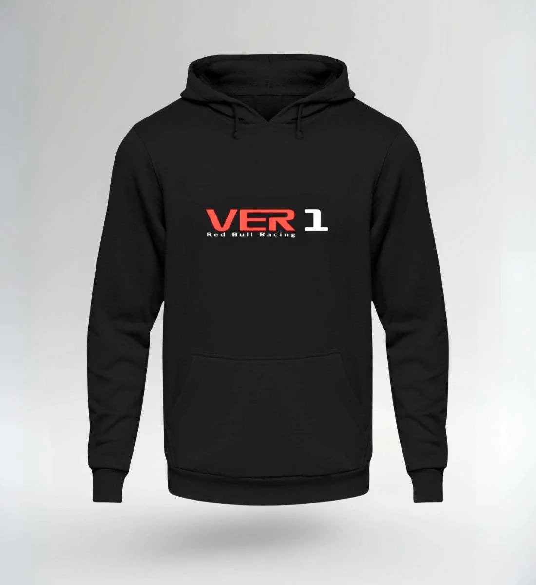 Image of Black NOVAWEAR VER 1 Motorsport Hoodie with red and white logo, limited edition streetwear design